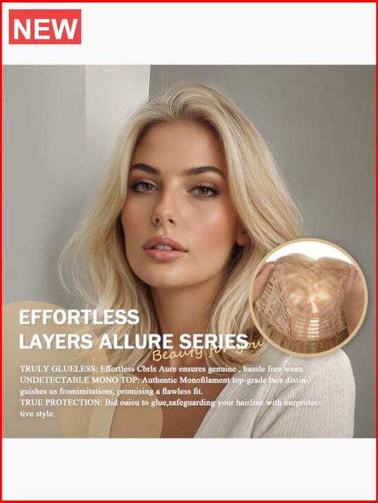 Monofilament Top Lace Front Wig Straight Layered Synthetic Heat Resistant